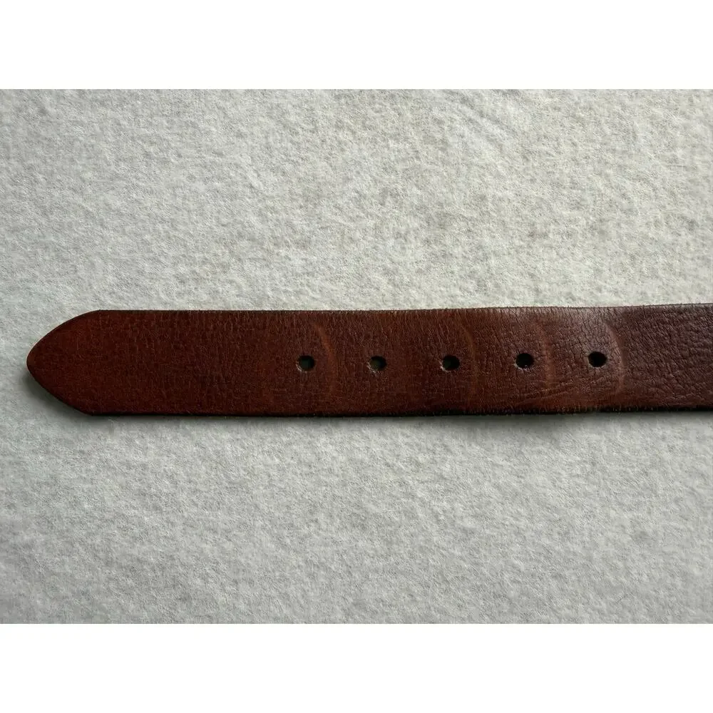 Mossimo Cognac Brown Genuine Leather Belt XL Vintage Boho Antiqued Brass Buckle